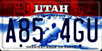 UT license plate A854GU