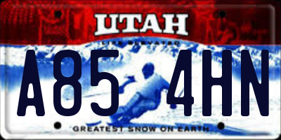 UT license plate A854HN
