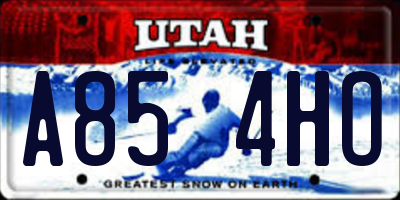 UT license plate A854HO
