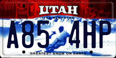 UT license plate A854HP