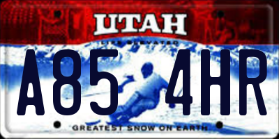 UT license plate A854HR