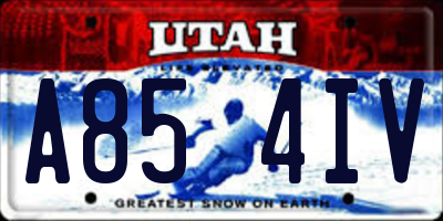 UT license plate A854IV