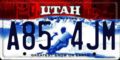 UT license plate A854JM