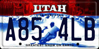 UT license plate A854LB