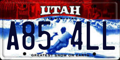 UT license plate A854LL