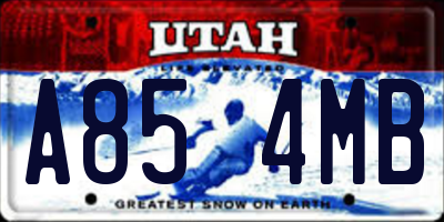 UT license plate A854MB