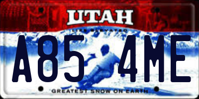 UT license plate A854ME
