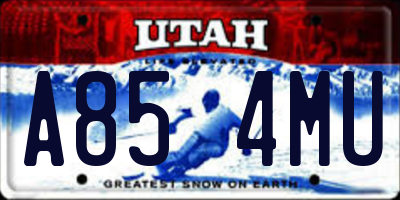 UT license plate A854MU