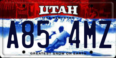 UT license plate A854MZ