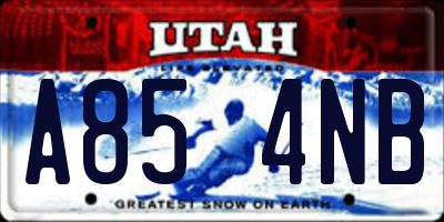 UT license plate A854NB