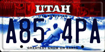 UT license plate A854PA