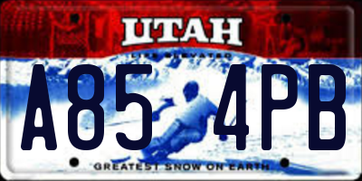 UT license plate A854PB