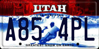 UT license plate A854PL
