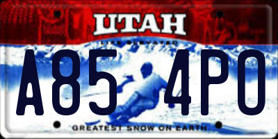UT license plate A854PO