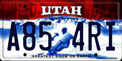 UT license plate A854RI