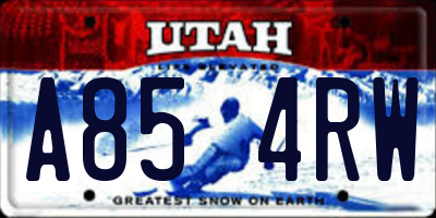 UT license plate A854RW