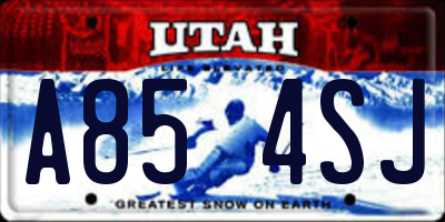 UT license plate A854SJ