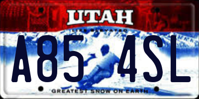 UT license plate A854SL