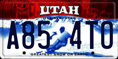 UT license plate A854TO