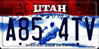 UT license plate A854TV