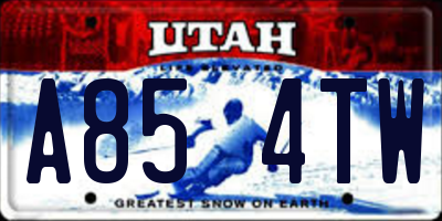 UT license plate A854TW