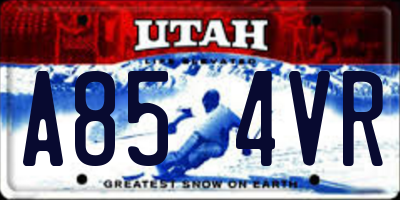 UT license plate A854VR