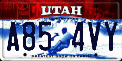 UT license plate A854VY