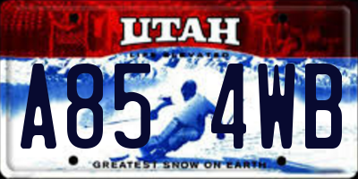 UT license plate A854WB