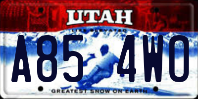 UT license plate A854WO