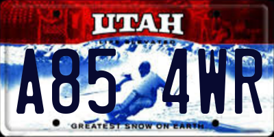 UT license plate A854WR