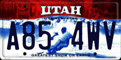 UT license plate A854WV