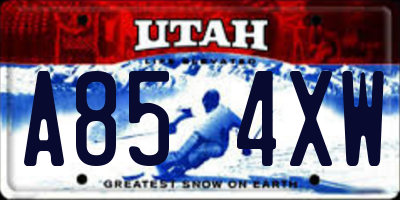 UT license plate A854XW