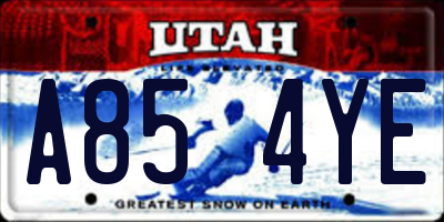 UT license plate A854YE