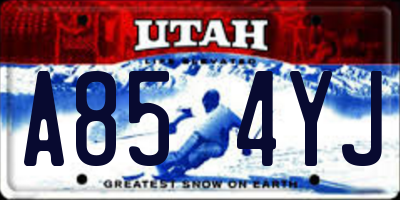 UT license plate A854YJ