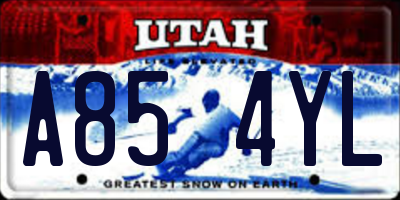 UT license plate A854YL