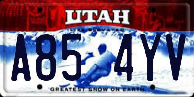UT license plate A854YV