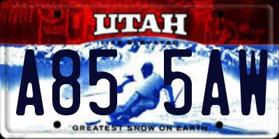 UT license plate A855AW