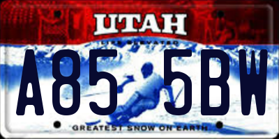UT license plate A855BW