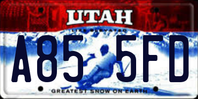 UT license plate A855FD