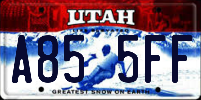 UT license plate A855FF
