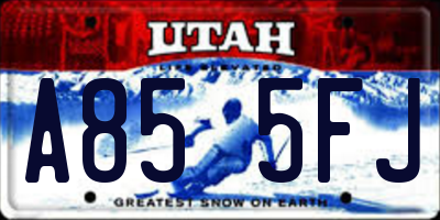 UT license plate A855FJ