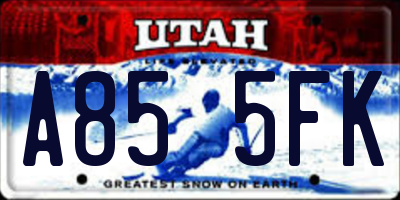 UT license plate A855FK