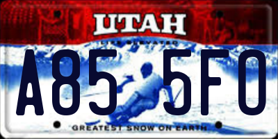 UT license plate A855FO