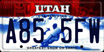 UT license plate A855FW