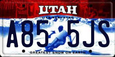 UT license plate A855JS