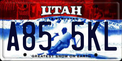 UT license plate A855KL