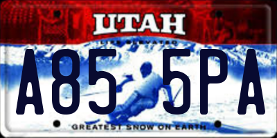 UT license plate A855PA