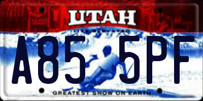 UT license plate A855PF