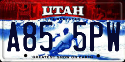UT license plate A855PW