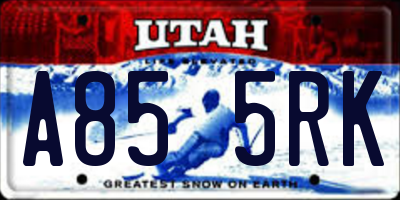UT license plate A855RK